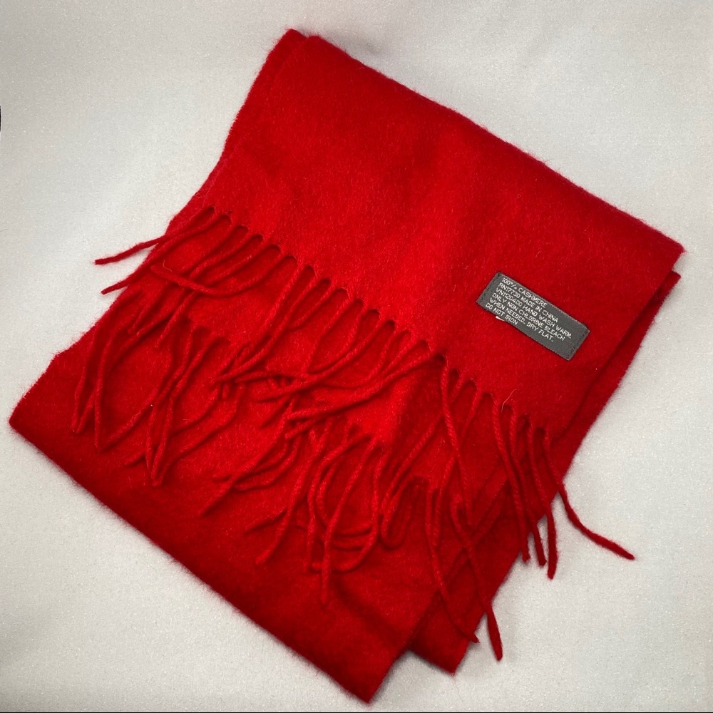 Super soft bright red cashmere scarf